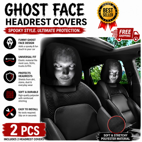 2pcs ghost face headrest - ghost,